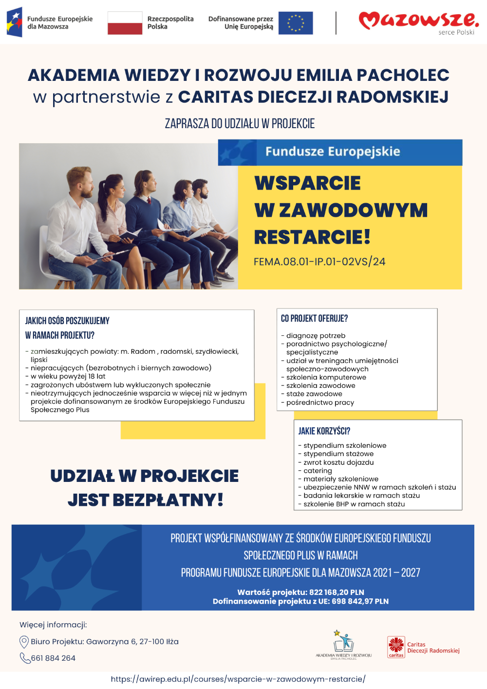 Plakat wsparcie w zawodowym restarcie